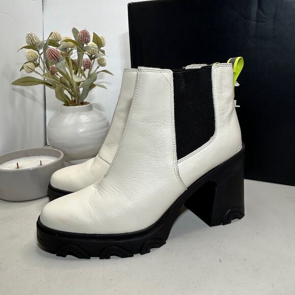 Sorel Brex Chelsea Pull On Leather Waterproof Boot Cream/Black Women 11 - Picture 4 of 10